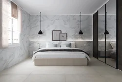 Дизайн стен в спальне керамогранит