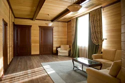 Imitation timber in the interior of a country living room