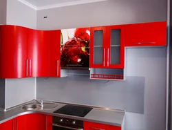 Кухни угловая красная дизайн