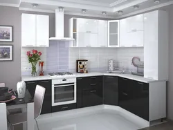 White Metallic Kitchen In The Interior