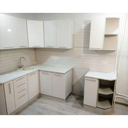 White metallic kitchen in the interior