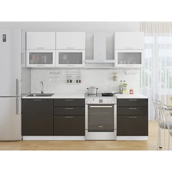 White metallic kitchen in the interior