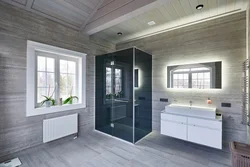 Bathroom made of imitation timber photo