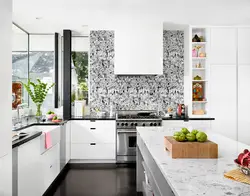 Wallpaper in the kitchen modern design 2023 photos