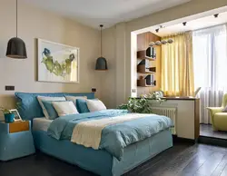 Bedroom design in an apartment photo with a balcony