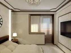 Bedroom design in an apartment photo with a balcony