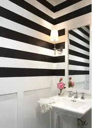 Striped bathroom interior