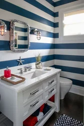 Striped bathroom interior