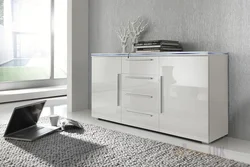 White long chest of drawers in the living room photo
