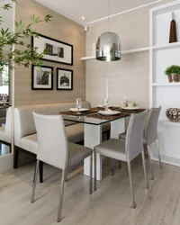 Table Against The Wall In The Living Room Interior