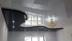 Combined suspended ceilings in the living room photo