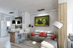 Studio room design 20 sq m with kitchen