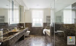 Brown marble in the bathroom interior