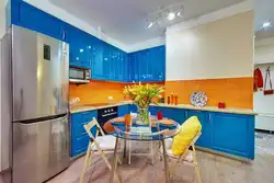 Brown and blue colors in the kitchen interior