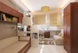 Room design 18 m2 in a one-room apartment with a child