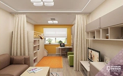 Дизайн комнаты 18 м в однокомнатной квартире с ребенком