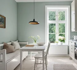 Gray-Green Wallpaper In The Kitchen Interior