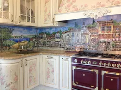 Kitchen With Fresco And Glass Splashback Photo