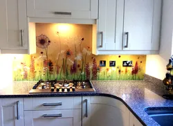 Kitchen with fresco and glass splashback photo