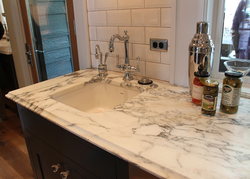Italian marble countertop in the kitchen interior