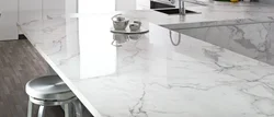 Italian marble countertop in the kitchen interior