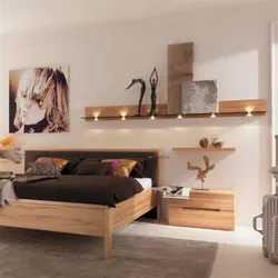 Design of shelves for bedroom photo