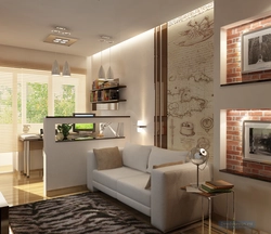 Design of a 2-room apartment 44m2 with separate rooms