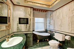 Green marble in the bathroom interior