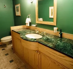 Green marble in the bathroom interior