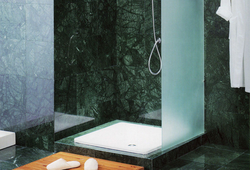 Green marble in the bathroom interior