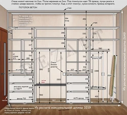 Drawing diagram of a sliding wardrobe in the hallway photo