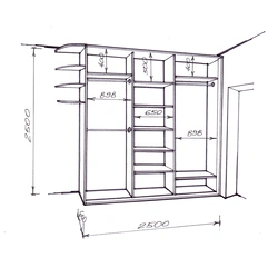 Drawing diagram of a sliding wardrobe in the hallway photo