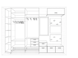 Drawing diagram of a sliding wardrobe in the hallway photo