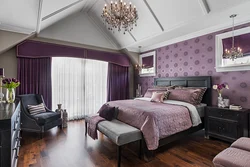 Combination Of Purple With Other Colors In The Bedroom Interior