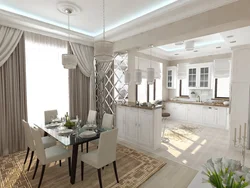 Design of kitchen and dining room in a house 20 m