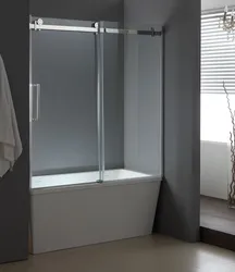 Sliding curtains for bathtub photo