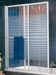 Sliding curtains for bathtub photo