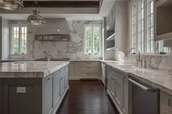 Kitchen design with gray marble