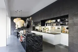 Kitchen design with gray marble