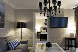 Living Room Design With White Brick Wall