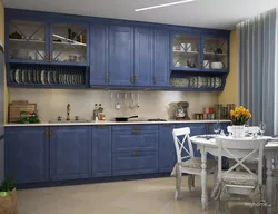 Kitchen design with blue cabinets