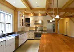 Kitchen Ceiling Design In A Wooden House