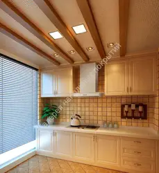Kitchen ceiling design in a wooden house
