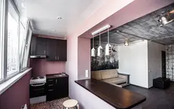 Интерьер кухня студия с балконом фото