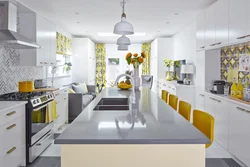 Kitchen With Yellow Tiles Interior
