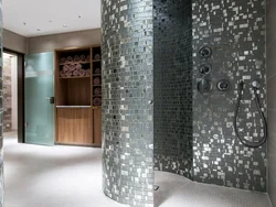 Glass tiles in the bathroom design photo