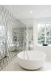 Ванна бөлмесінің дизайнындағы шыны плиткалар фотосуреті