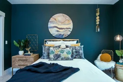 Bedroom interior with colored wall