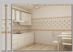 All the walls are tiled in the kitchen photo