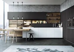 Kitchen Black And White Wood Design